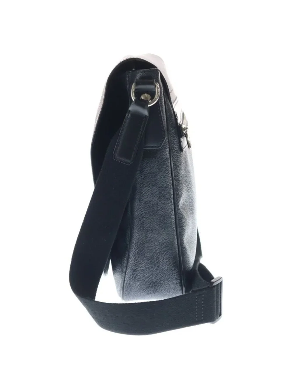 Louis Vuitton Damier Graphite Daniel GM Shoulder Bag Black Leather Silver